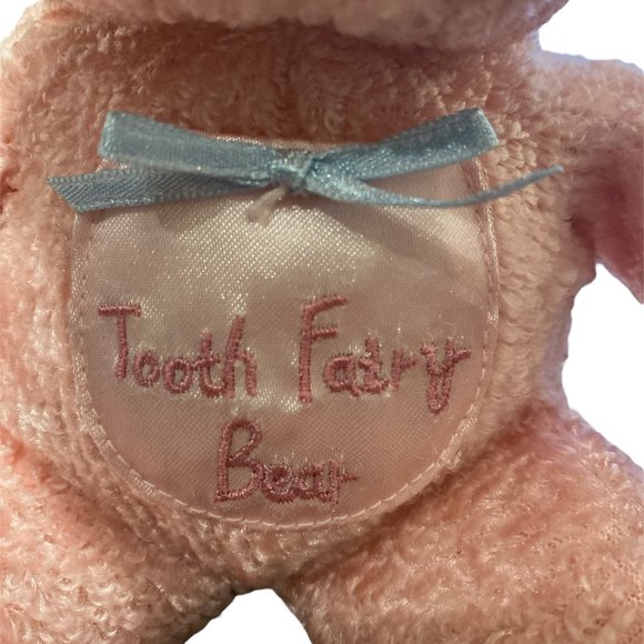 💕 2 FOR $17 💕 1 TOOTH FAIRY Bear 8" High Chest Pocket For Teeth Pink Plush - Picture 2 of 5